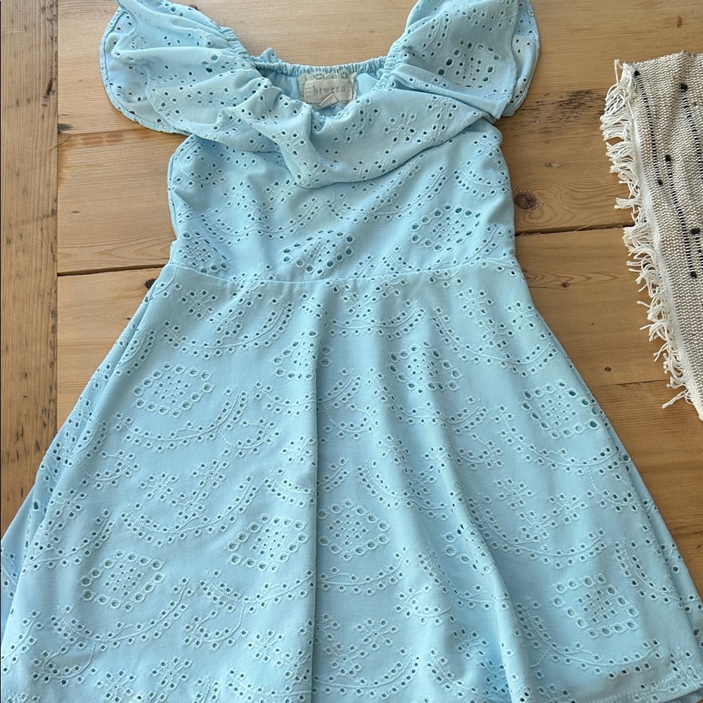 Btween size 6 Light Blue Eyelet Ruffle Dress for Girls